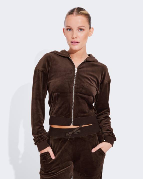 Bik Bok NW Iconic zip up Dark brown melange Clothing LPZ4423
