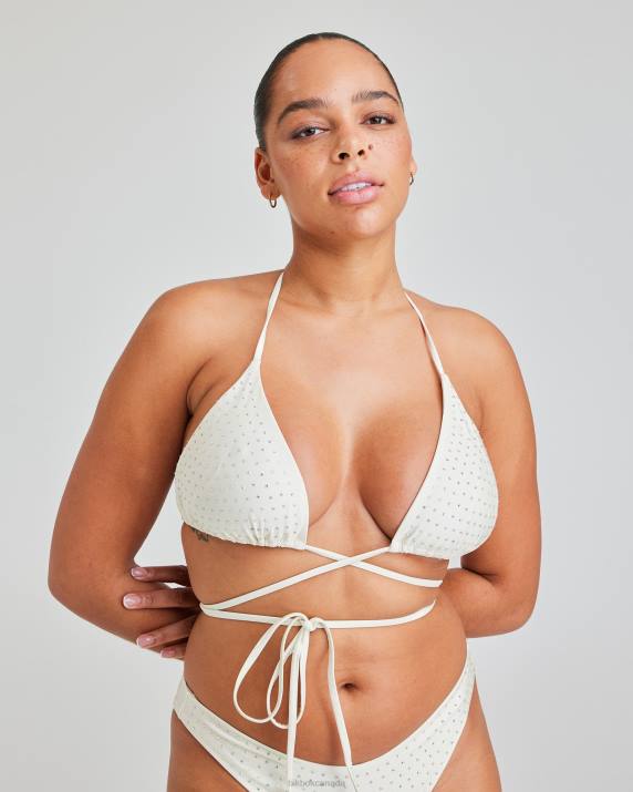 Bik Bok IW St. Barths rhinestone top Off white Clothing LPZ4315